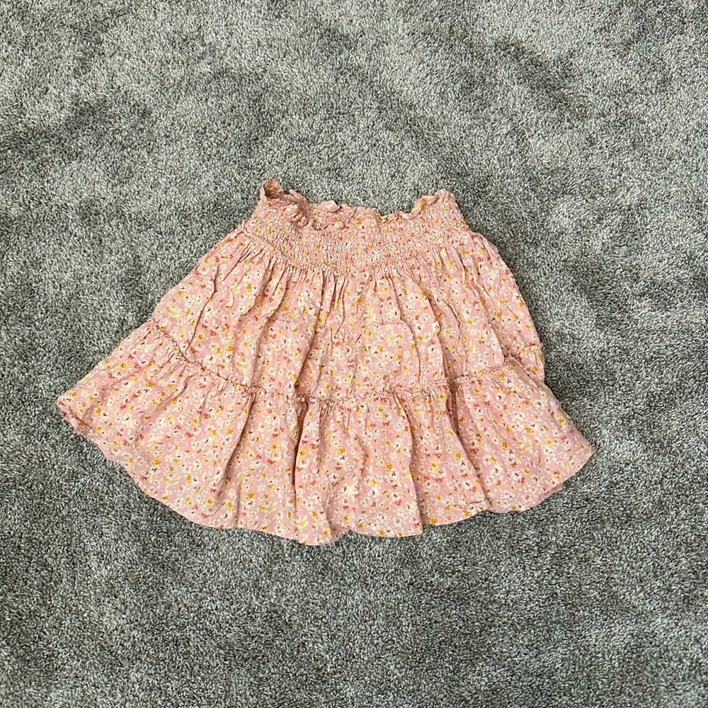 Pink Floral Pleated Skirt